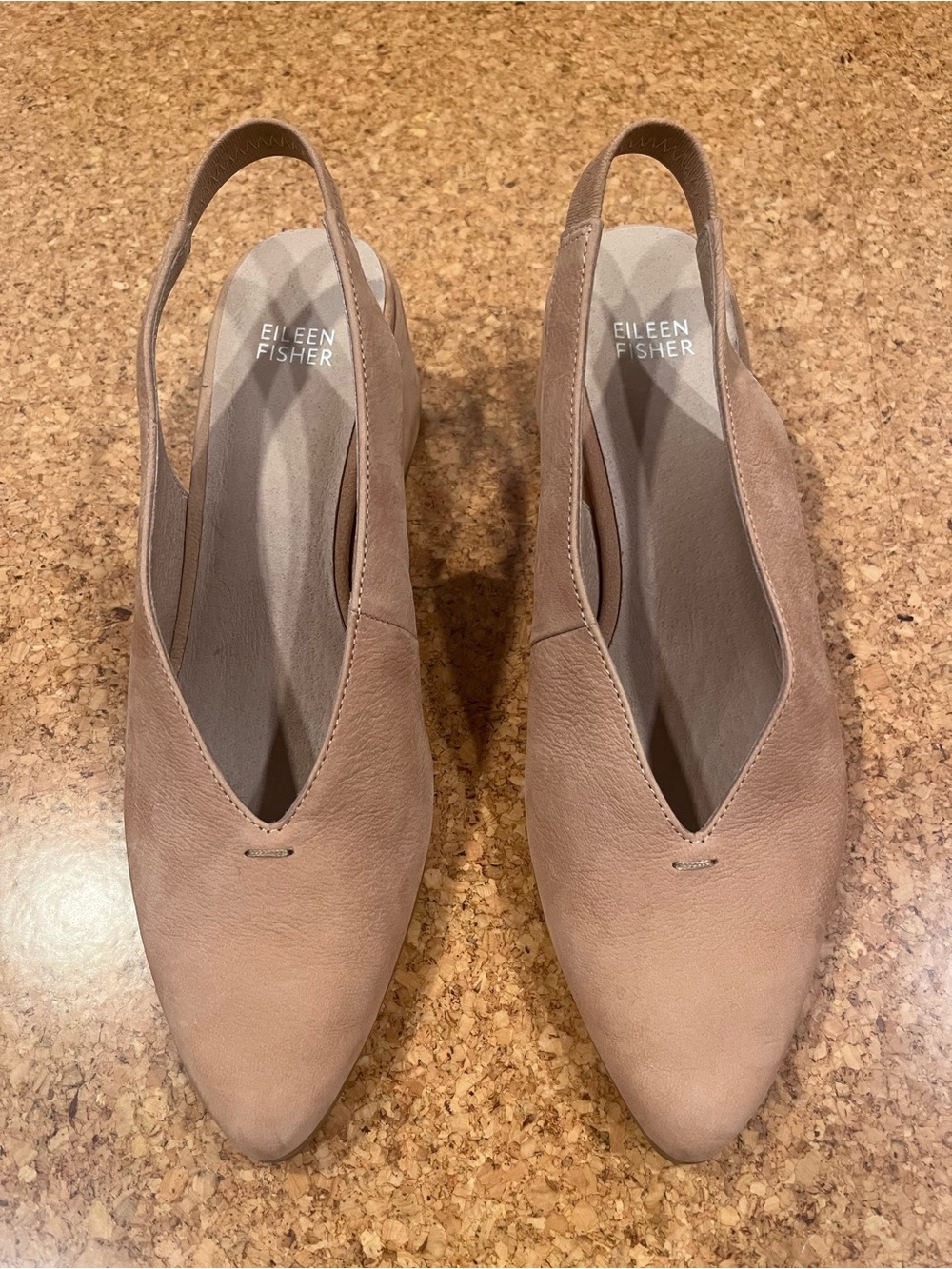 Eileen Fisher Taupe Suede Slingback Mules